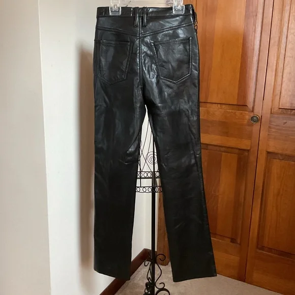 FRAME Black 'Le High 'N' Tight' Leather Pants, 25” - Picture 4 of 9